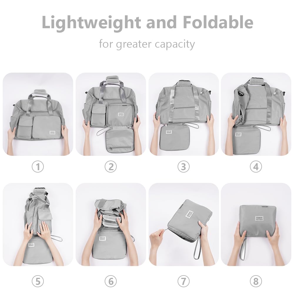 Foldable Travel Duffel With Wet and Dry Separation - Lightweight Large Capacity Holdall for Gym, Sports, Hospital, Overnight Weekend - Purple