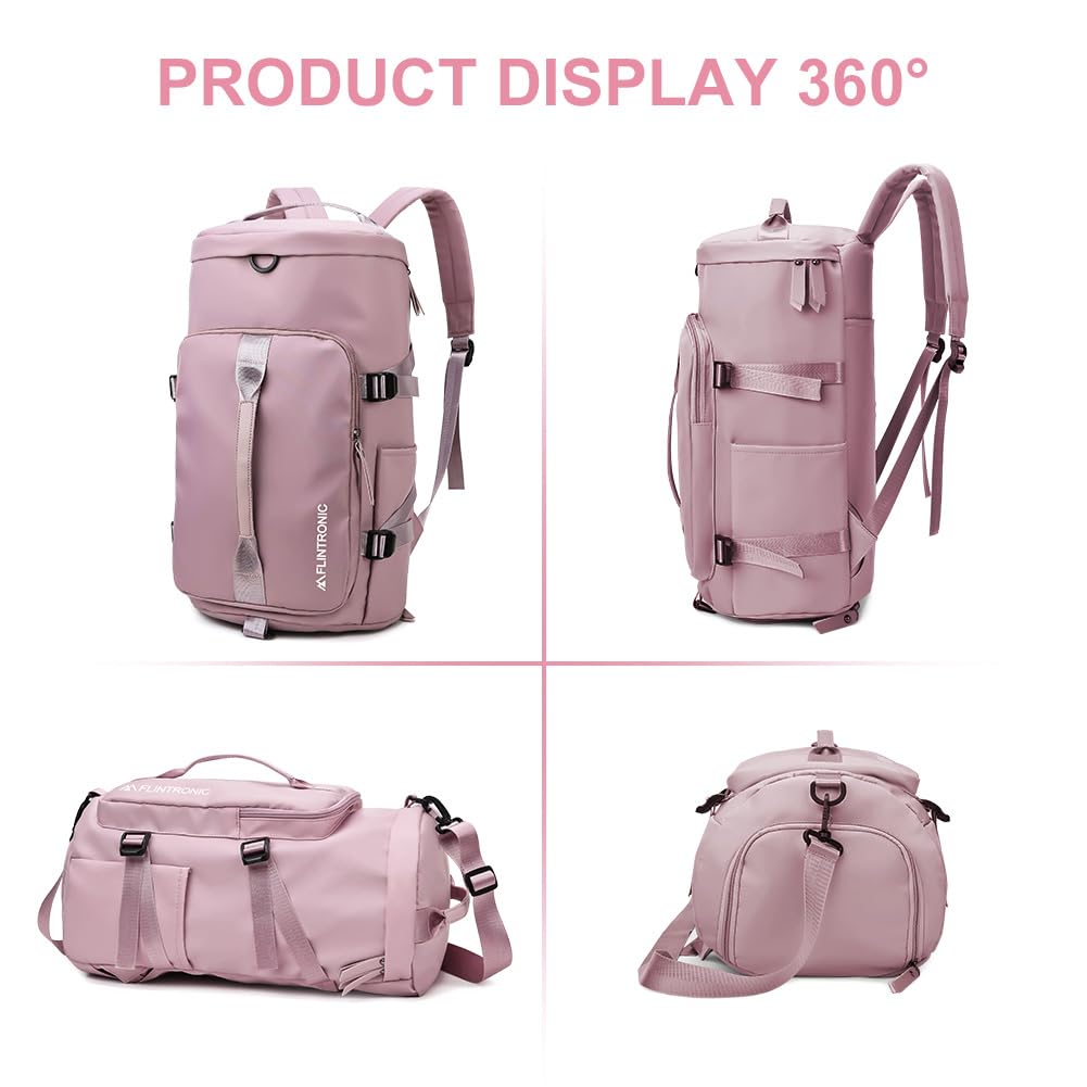 Foldable Travel Duffel With Wet and Dry Separation - Lightweight Large Capacity Holdall for Gym, Sports, Hospital, Overnight Weekend - Purple