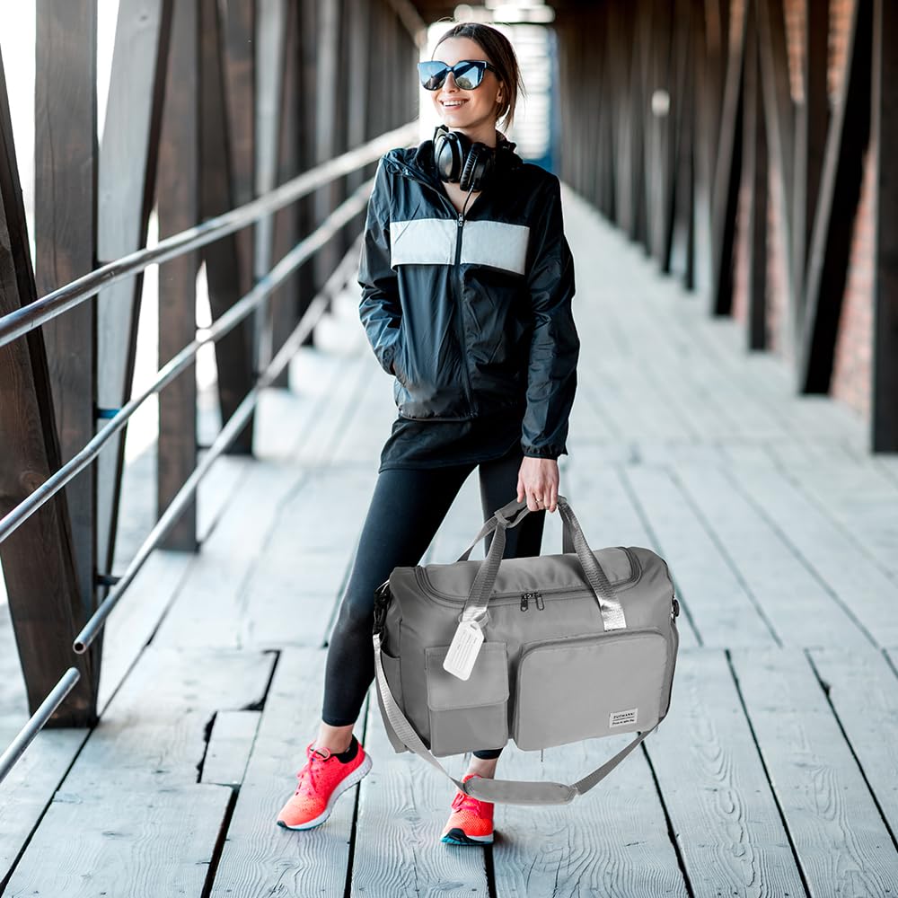 Foldable Travel Duffel With Wet and Dry Separation - Lightweight Large Capacity Holdall for Gym, Sports, Hospital, Overnight Weekend - Purple