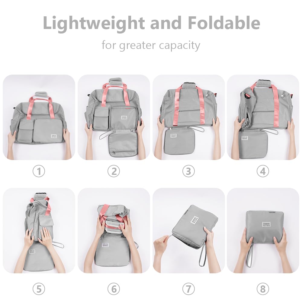 Foldable Travel Duffel With Wet and Dry Separation - Lightweight Large Capacity Holdall for Gym, Sports, Hospital, Overnight Weekend - Purple