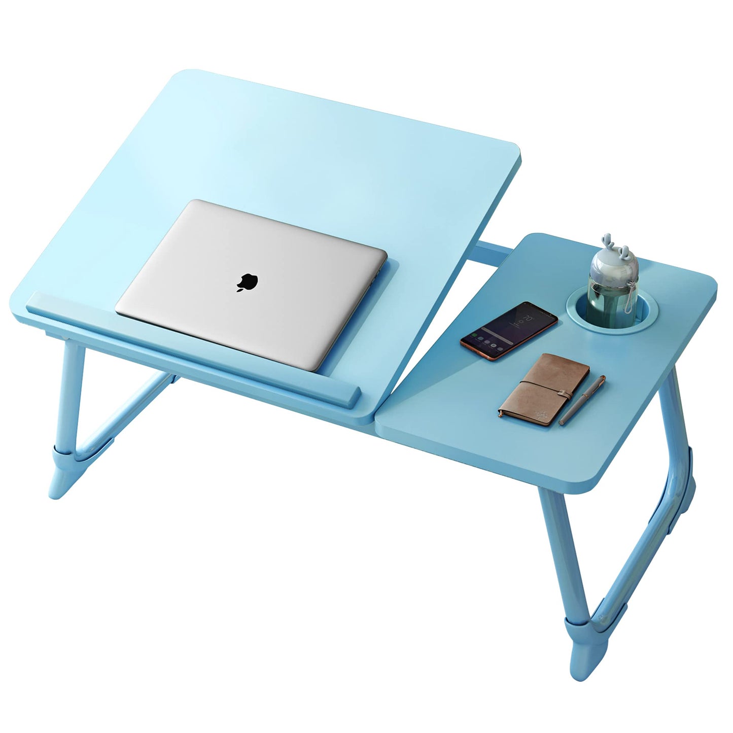Laptop Desk, Laptop Bed Table with Foldable Legs & Cup Slot, Reading Holder Notebook Stand Breakfast Bed Tray Book Holder for Sofa, Bed, Terrace, Balcony