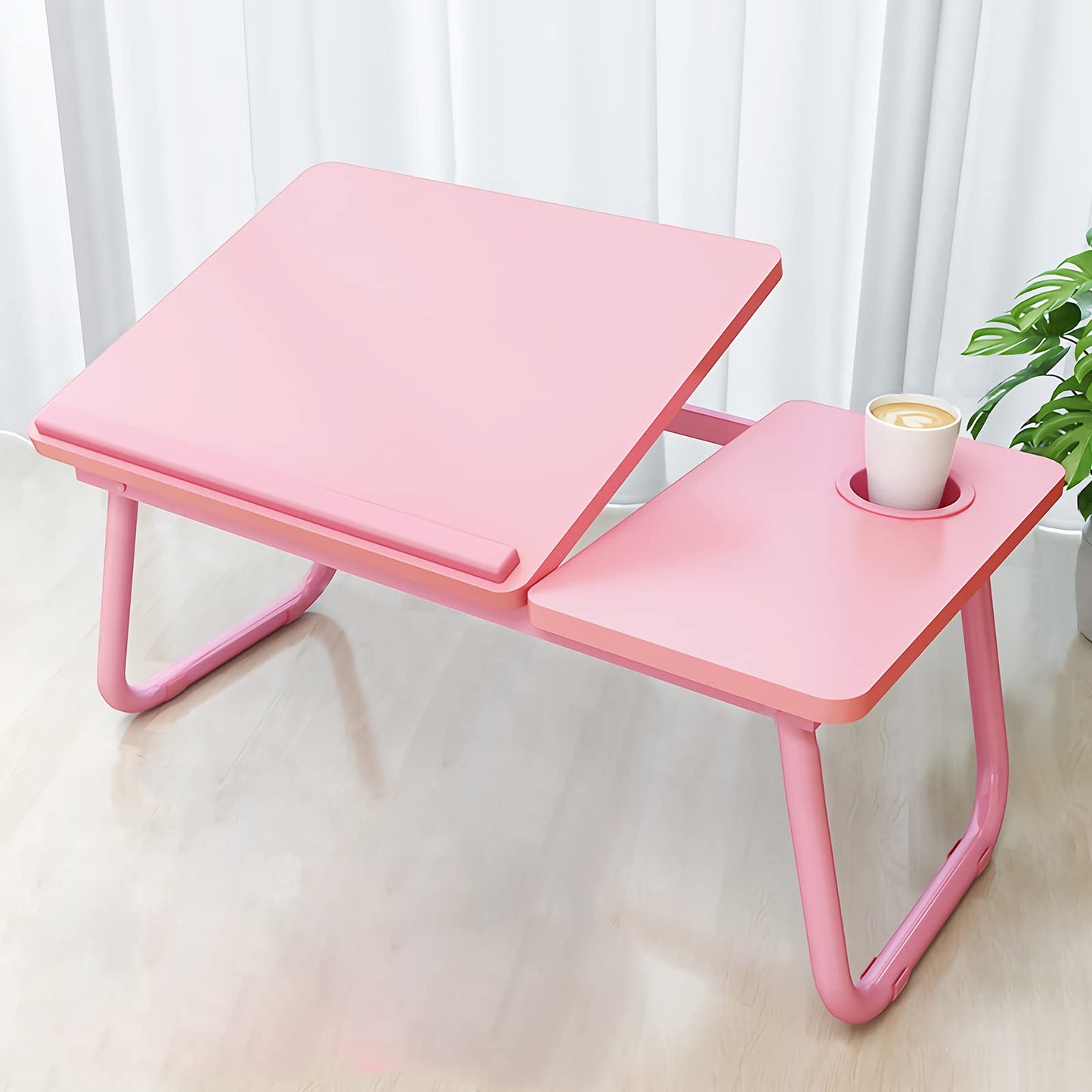 Laptop Desk, Laptop Bed Table with Foldable Legs & Cup Slot, Reading Holder Notebook Stand Breakfast Bed Tray Book Holder for Sofa, Bed, Terrace, Balcony