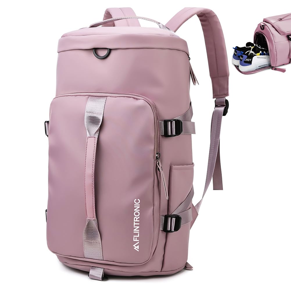 Foldable Travel Duffel With Wet and Dry Separation - Lightweight Large Capacity Holdall for Gym, Sports, Hospital, Overnight Weekend - Purple