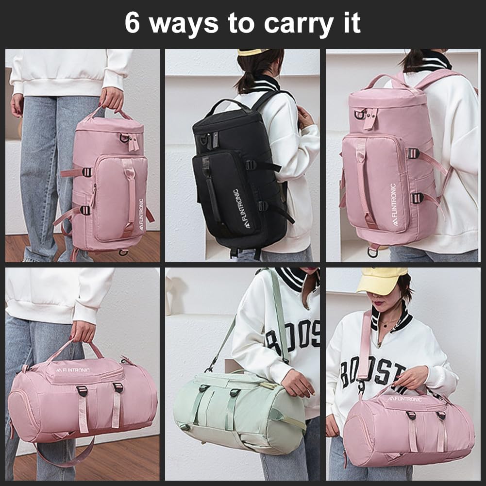 Foldable Travel Duffel With Wet and Dry Separation - Lightweight Large Capacity Holdall for Gym, Sports, Hospital, Overnight Weekend - Purple