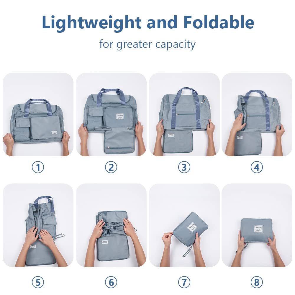 Foldable Travel Duffel With Wet and Dry Separation - Lightweight Large Capacity Holdall for Gym, Sports, Hospital, Overnight Weekend - Purple