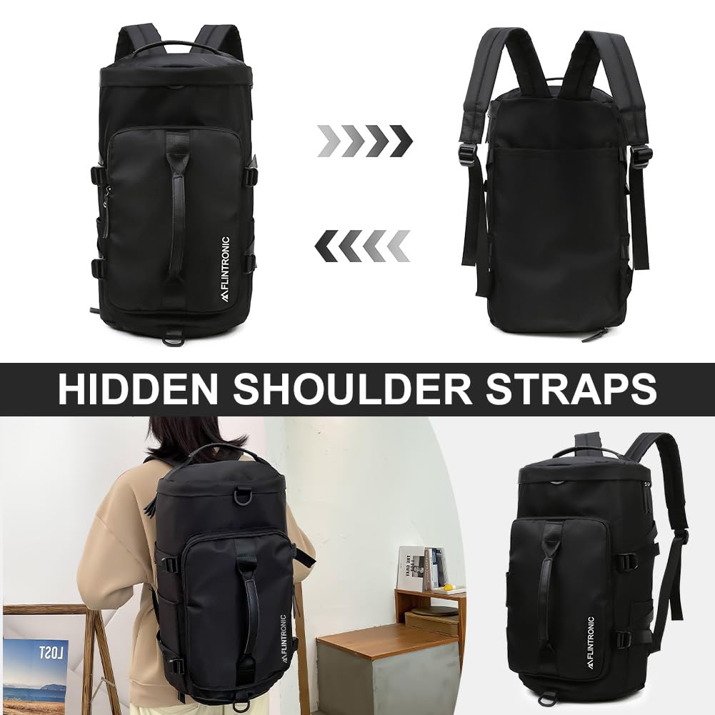 Foldable Travel Duffel With Wet and Dry Separation - Lightweight Large Capacity Holdall for Gym, Sports, Hospital, Overnight Weekend - Purple