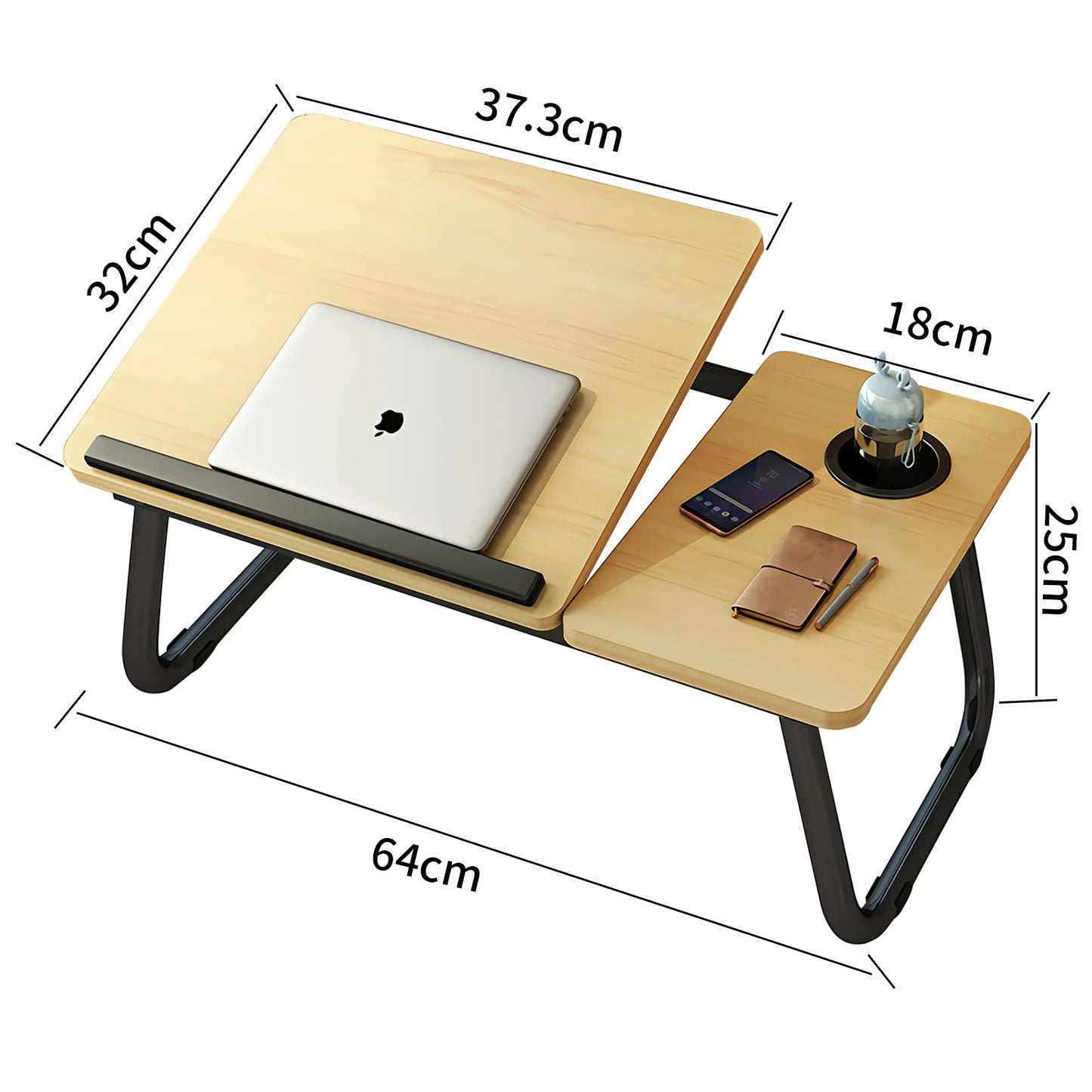 Laptop Desk, Laptop Bed Table with Foldable Legs & Cup Slot, Reading Holder Notebook Stand Breakfast Bed Tray Book Holder for Sofa, Bed, Terrace, Balcony