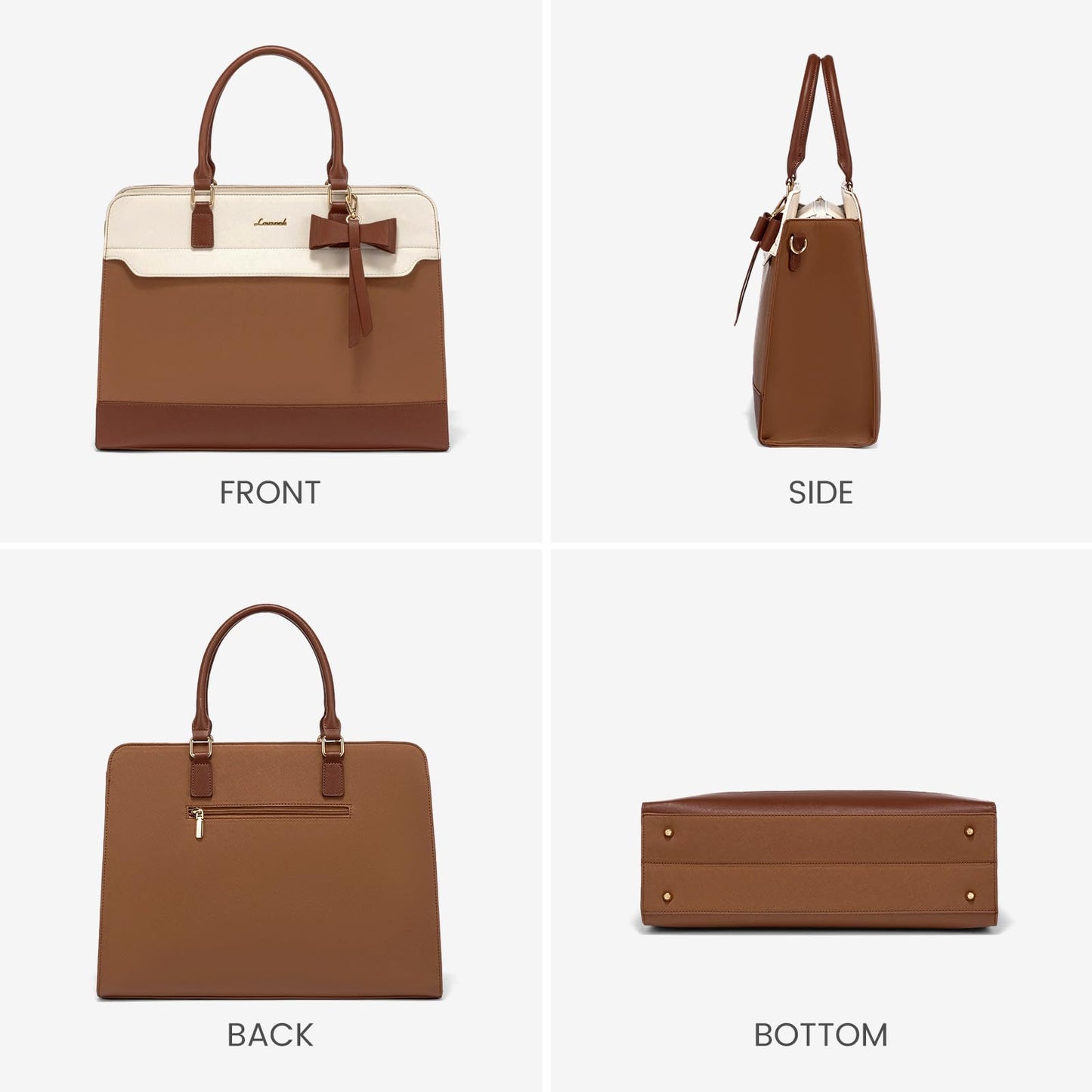 LOVEVOOK Laptop Handbags for Women, 15.6 Inch Ladies Work Bags Large Tote Bags with Compartments, PU Leather Womens Handbag Shoulder Bag for Office School Teacher Shopping Business