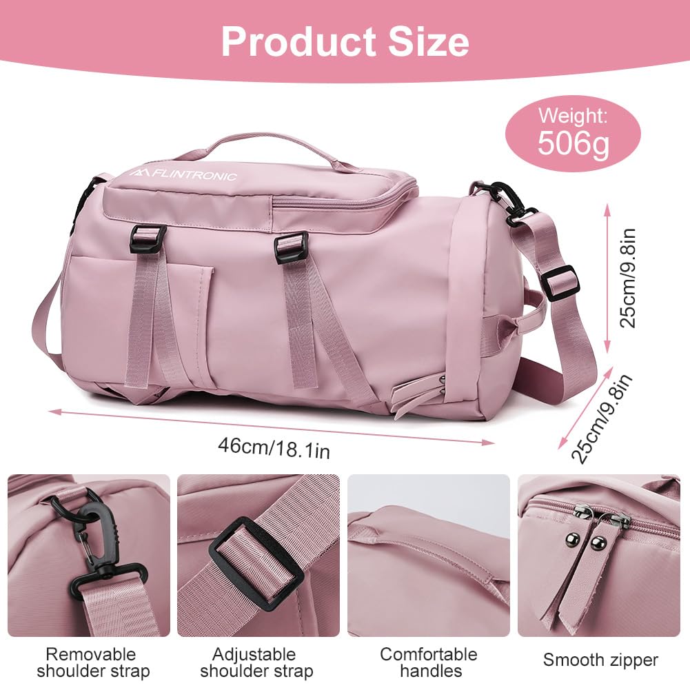 Foldable Travel Duffel With Wet and Dry Separation - Lightweight Large Capacity Holdall for Gym, Sports, Hospital, Overnight Weekend - Purple