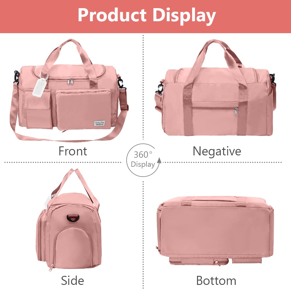 Foldable Travel Duffel With Wet and Dry Separation - Lightweight Large Capacity Holdall for Gym, Sports, Hospital, Overnight Weekend - Purple