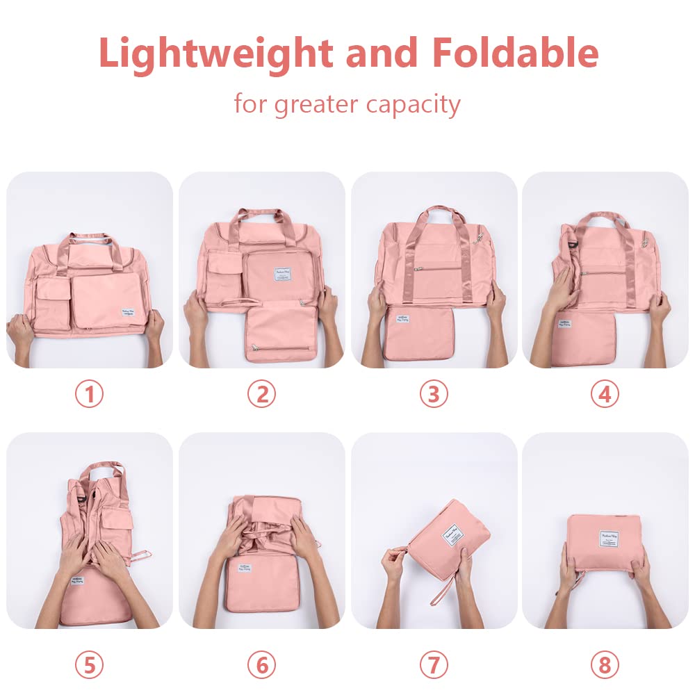 Foldable Travel Duffel With Wet and Dry Separation - Lightweight Large Capacity Holdall for Gym, Sports, Hospital, Overnight Weekend - Purple