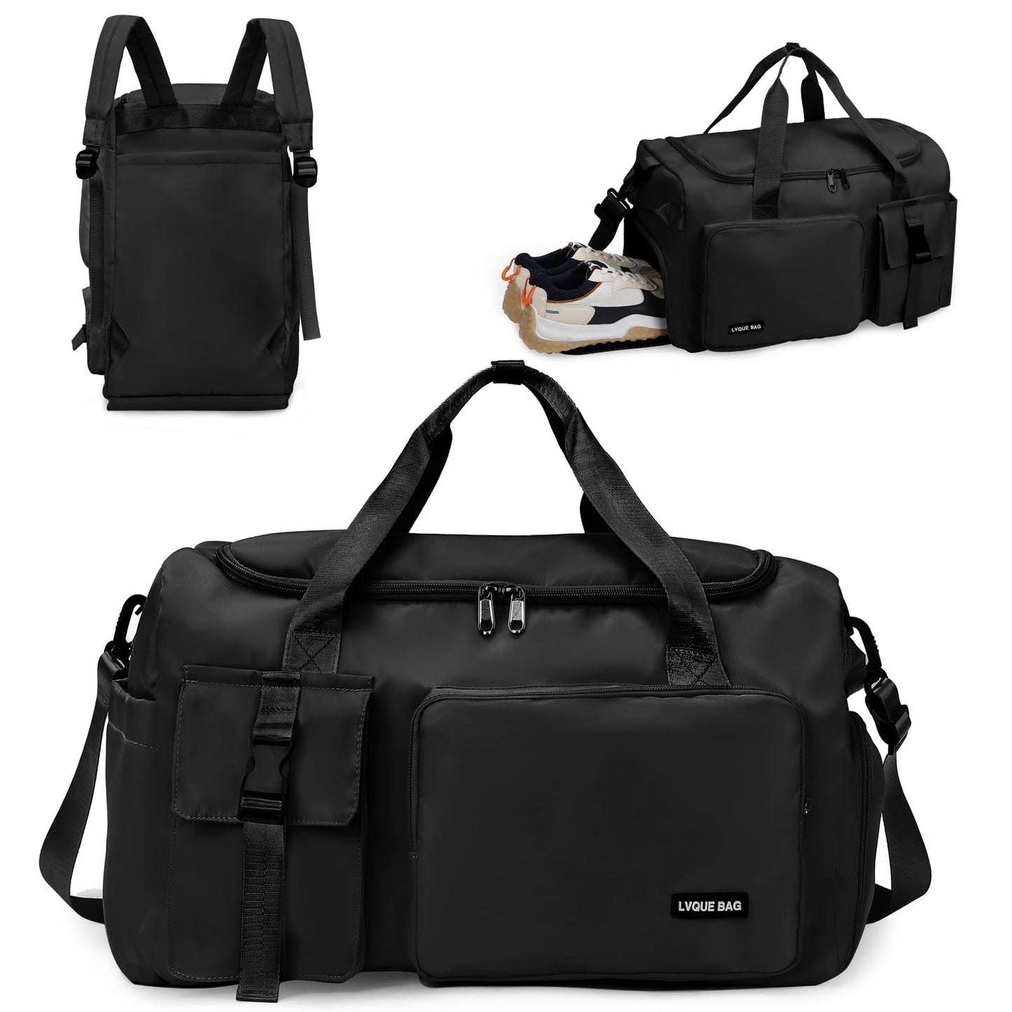 Foldable Travel Duffel With Wet and Dry Separation - Lightweight Large Capacity Holdall for Gym, Sports, Hospital, Overnight Weekend - Purple