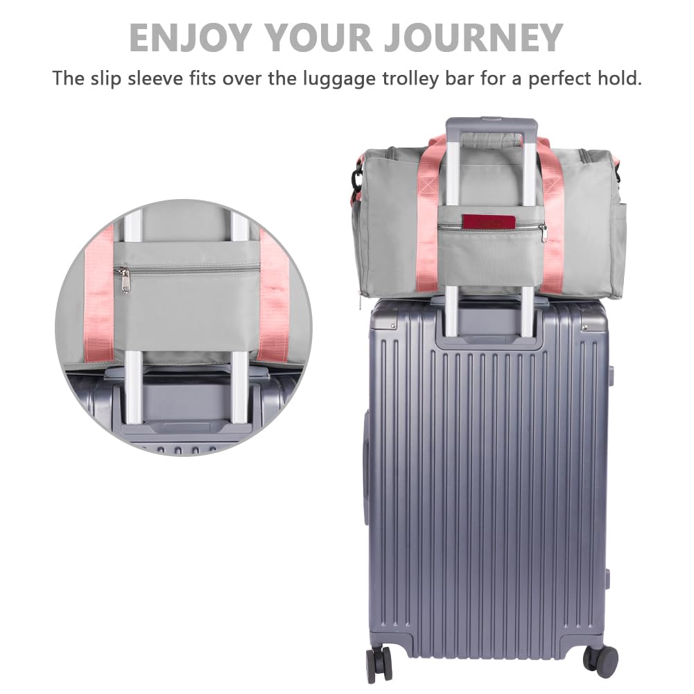 Foldable Travel Duffel With Wet and Dry Separation - Lightweight Large Capacity Holdall for Gym, Sports, Hospital, Overnight Weekend - Purple