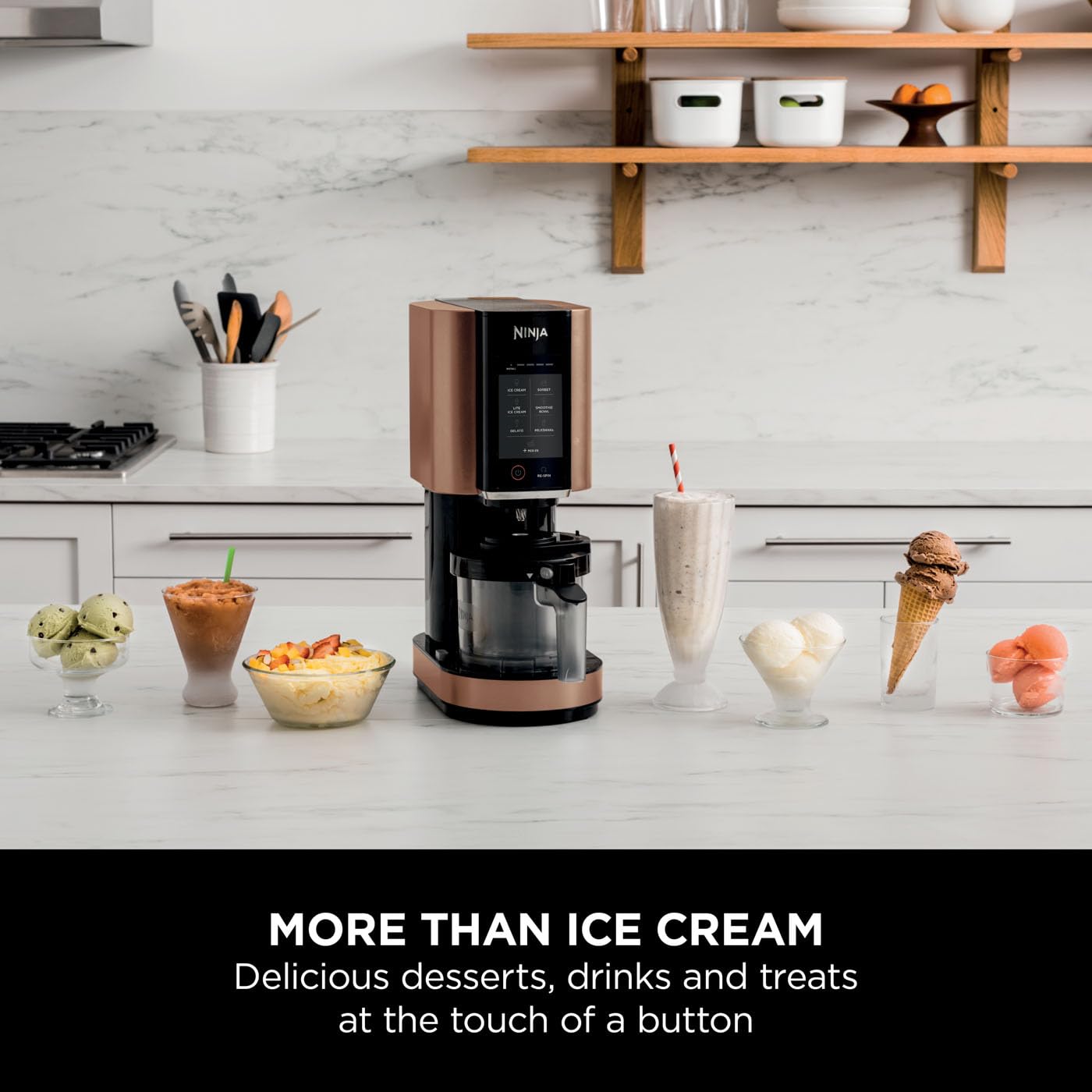 Ninja CREAMi Ice Cream Maker & Frozen Dessert Maker with 3 Tubs, 7 Programs, Makes Ice Cream, Gelato, Sorbet, Smoothie Bowl, Milkshakes and more, Black/Silver, Makes 1.4L of Ice Cream, NC300UK