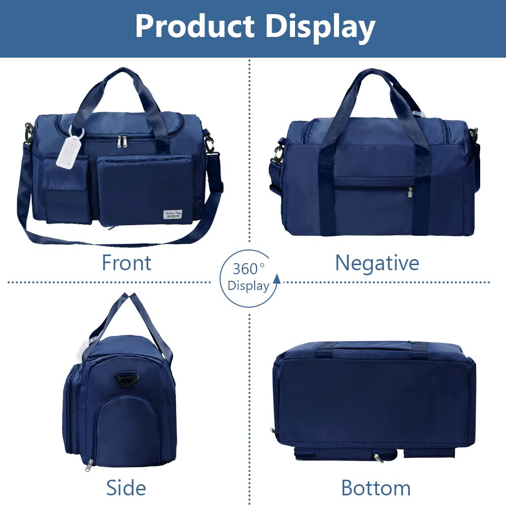 Foldable Travel Duffel With Wet and Dry Separation - Lightweight Large Capacity Holdall for Gym, Sports, Hospital, Overnight Weekend - Purple