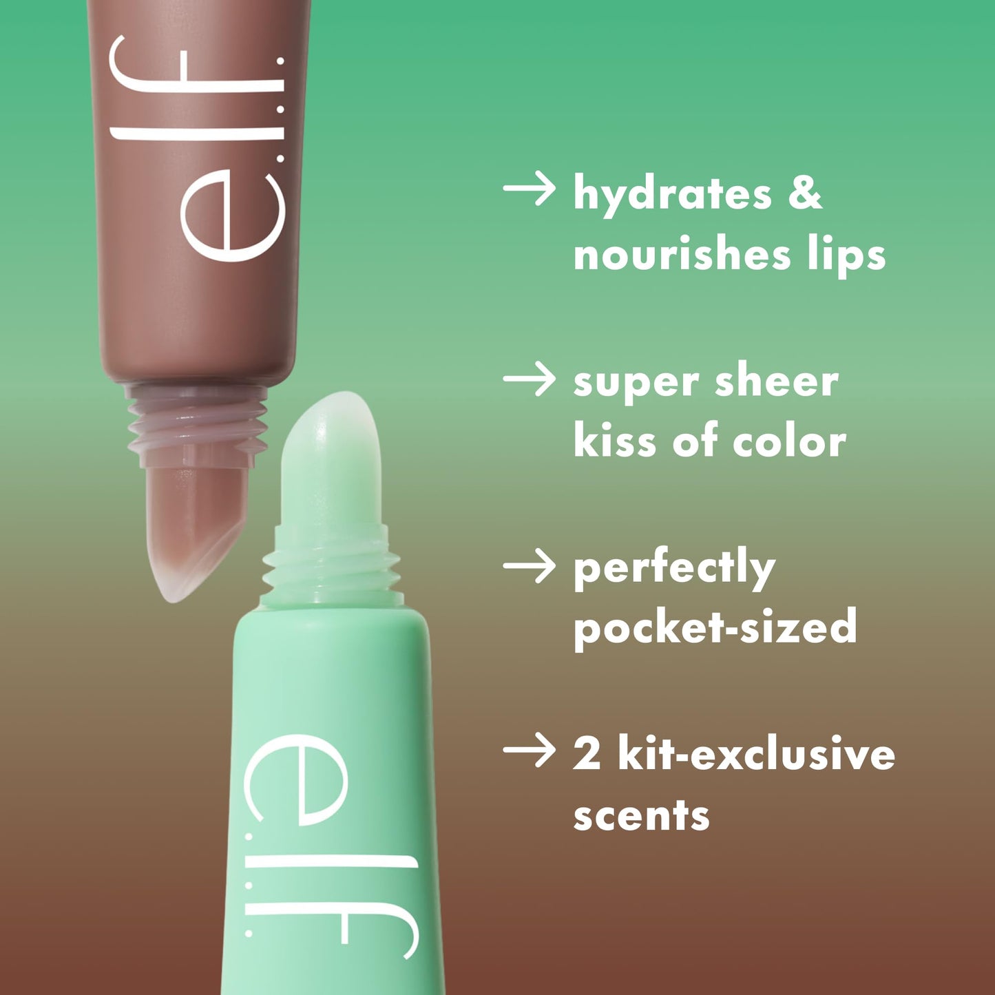 e.l.f. Squeeze Me Lip Balm Duo, Moisturizing Lip Balm for a Sheer Tint of Colour, Infused with Hyaluronic Acid, Vegan & Cruelty-Free, MINT/CHOCOLATE