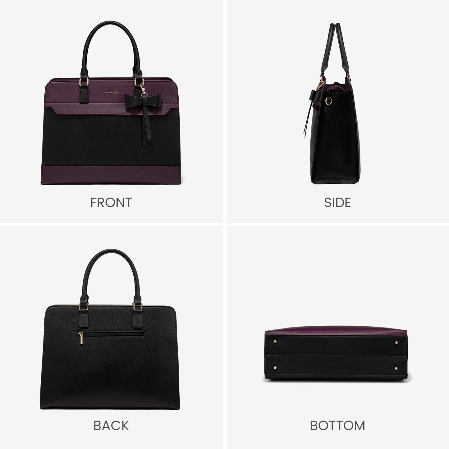 LOVEVOOK Laptop Handbags for Women, 15.6 Inch Ladies Work Bags Large Tote Bags with Compartments, PU Leather Womens Handbag Shoulder Bag for Office School Teacher Shopping Business