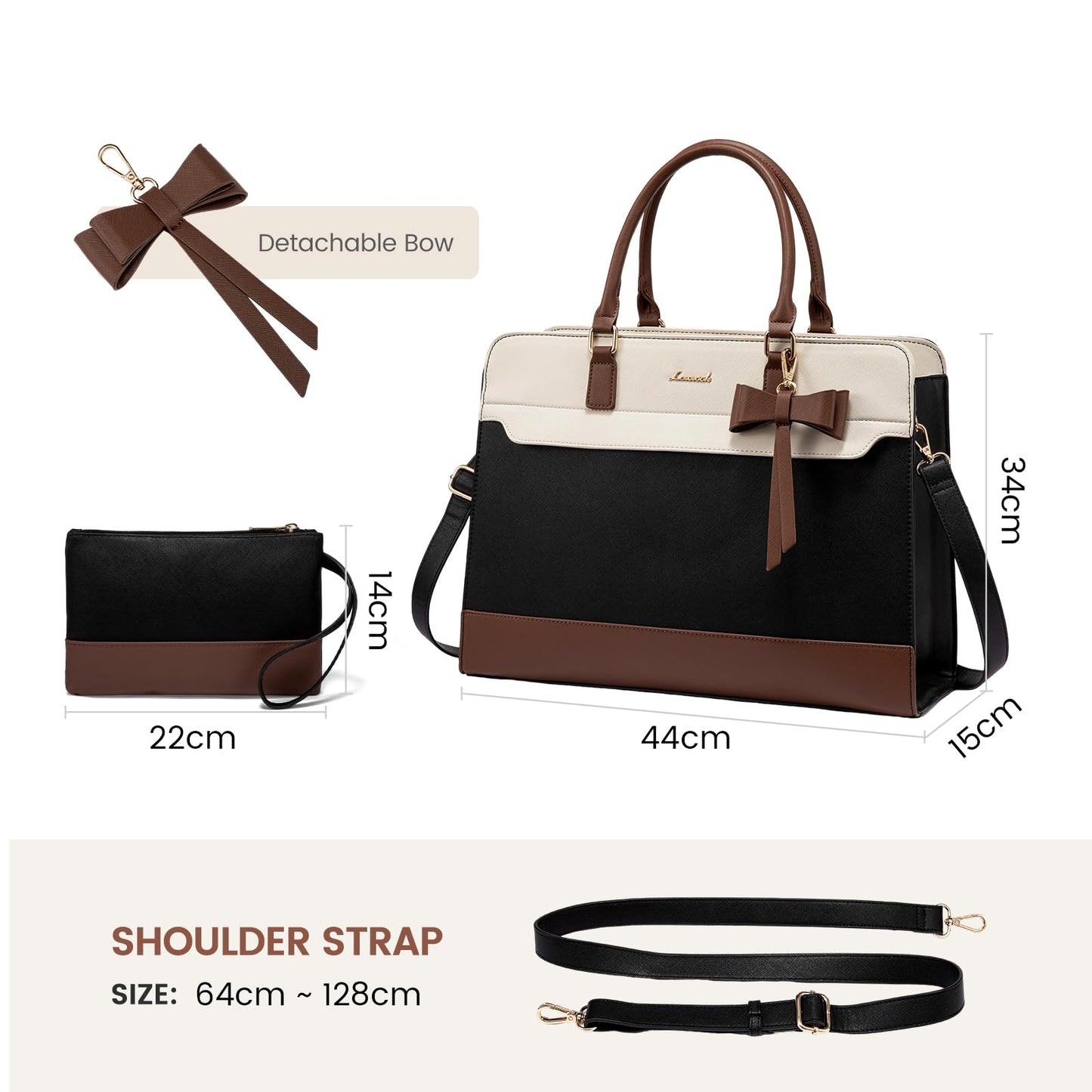 LOVEVOOK Laptop Handbags for Women, 15.6 Inch Ladies Work Bags Large Tote Bags with Compartments, PU Leather Womens Handbag Shoulder Bag for Office School Teacher Shopping Business