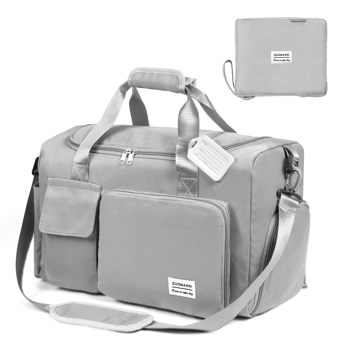Foldable Travel Duffel With Wet and Dry Separation - Lightweight Large Capacity Holdall for Gym, Sports, Hospital, Overnight Weekend - Purple