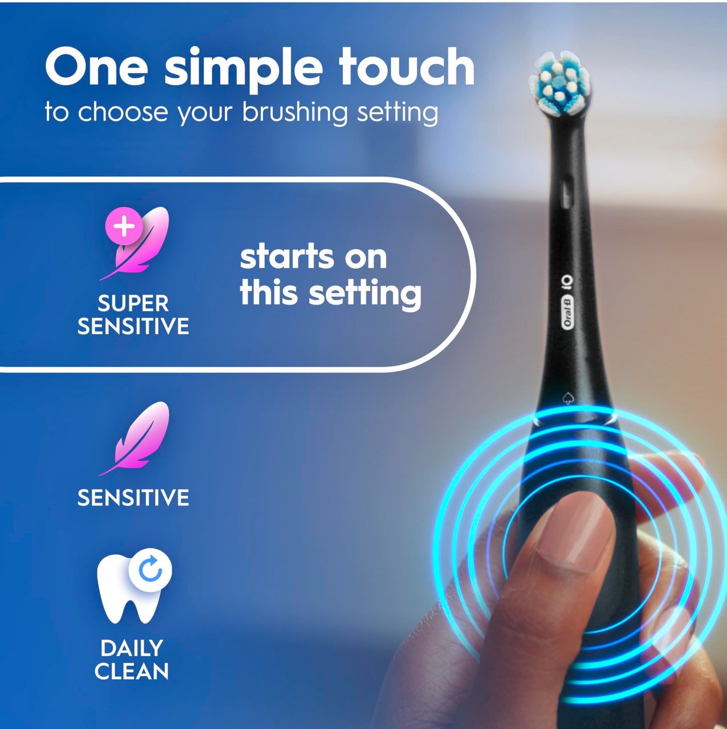 Oral-B iO2 Electric Toothbrush, Night Black - Long-Lasting Battery for Travel, Includes Gentle Care Brush Head, Travel Case and Refill Holder, Easy Switch to Electric Brushing, UK Two Pin Plug