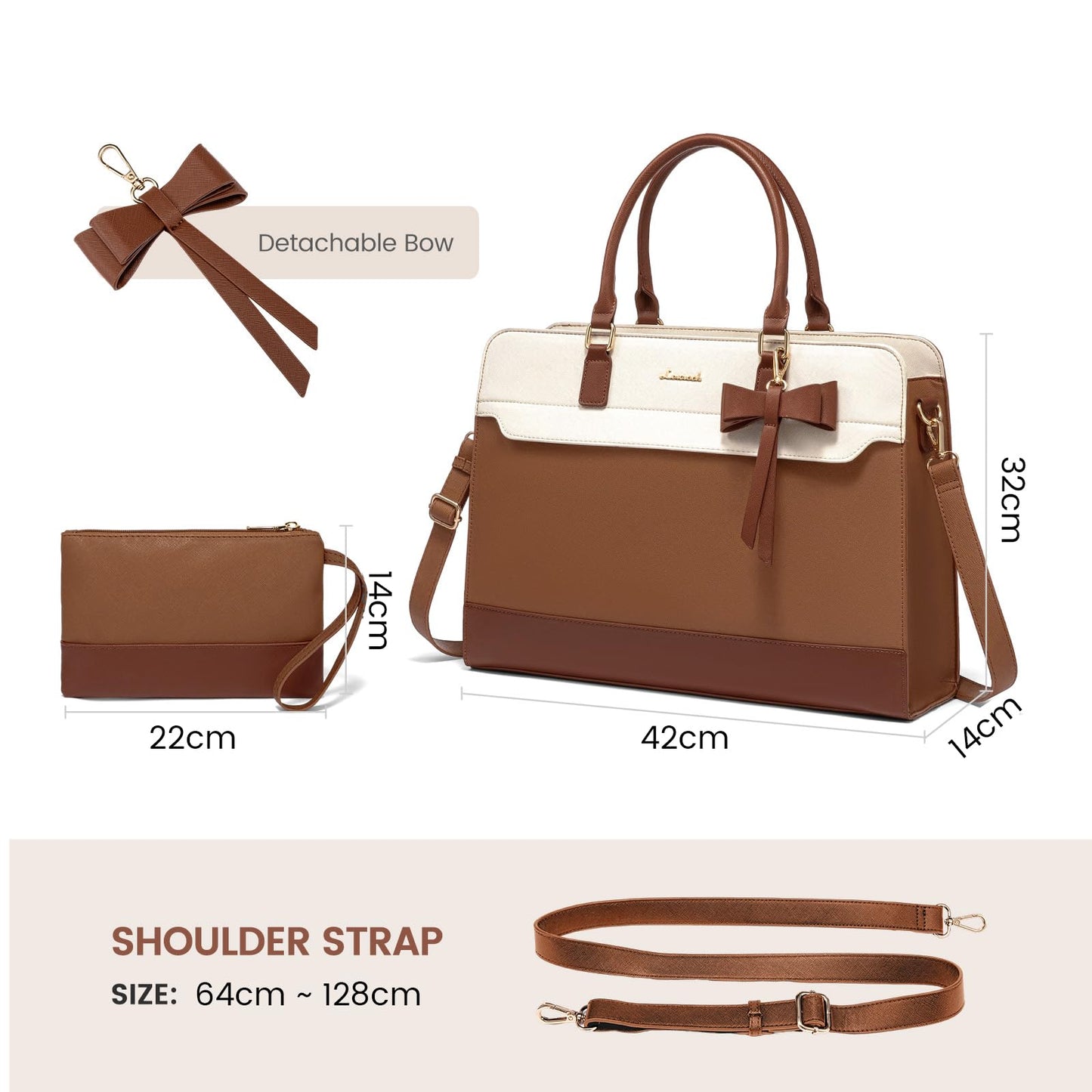 LOVEVOOK Laptop Handbags for Women, 15.6 Inch Ladies Work Bags Large Tote Bags with Compartments, PU Leather Womens Handbag Shoulder Bag for Office School Teacher Shopping Business