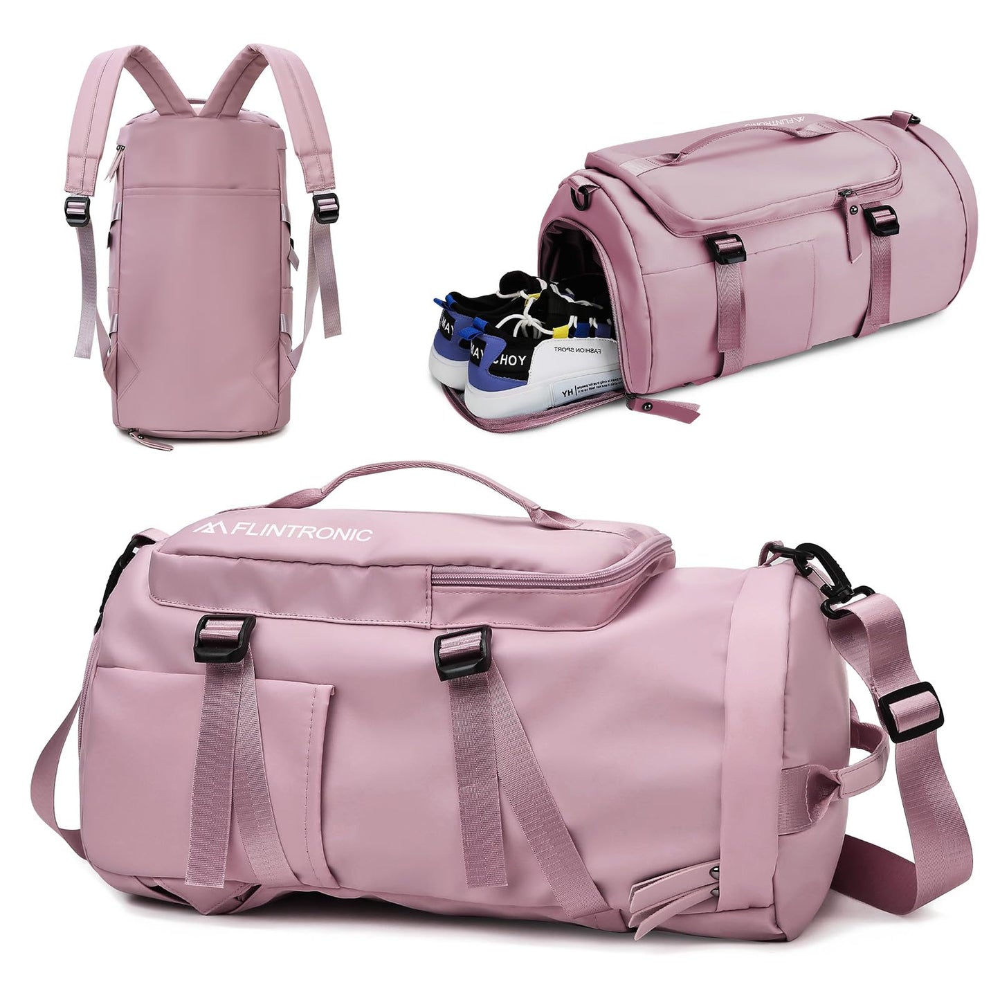 Foldable Travel Duffel With Wet and Dry Separation - Lightweight Large Capacity Holdall for Gym, Sports, Hospital, Overnight Weekend - Purple