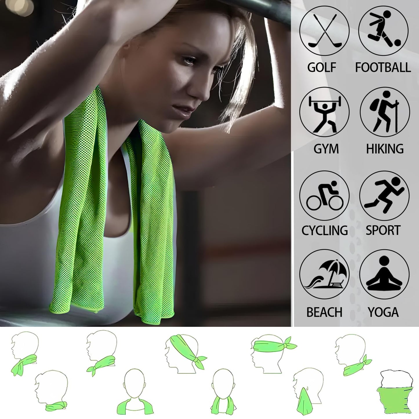 WIURGOHA 6 Pack Cooling Towels for Neck and Face,Microfiber Cooling Gym Towels,Soft Cooling Neck Towels Rags Cooling Neck Wraps Sweat Towel for Sports,Gym,Yoga,Workout,Running,Camping(40"x12")