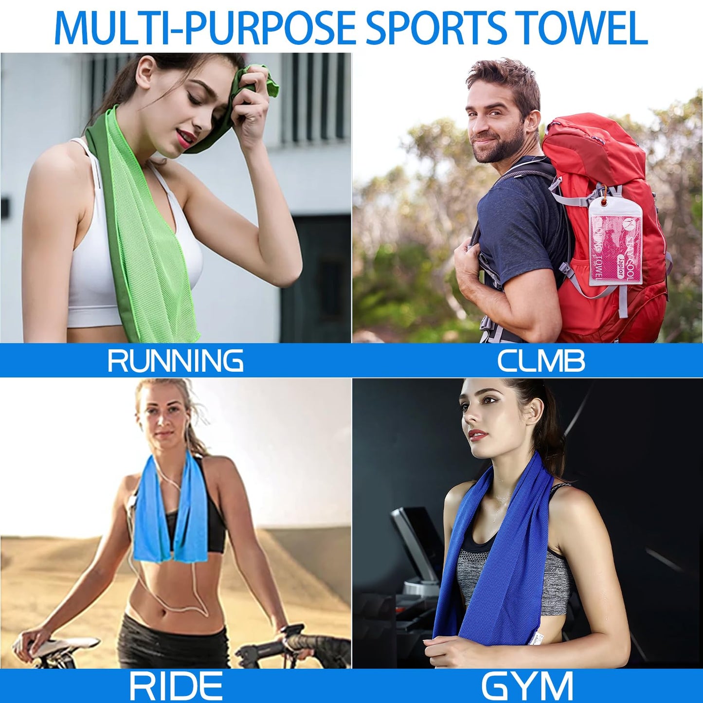 WIURGOHA 6 Pack Cooling Towels for Neck and Face,Microfiber Cooling Gym Towels,Soft Cooling Neck Towels Rags Cooling Neck Wraps Sweat Towel for Sports,Gym,Yoga,Workout,Running,Camping(40"x12")