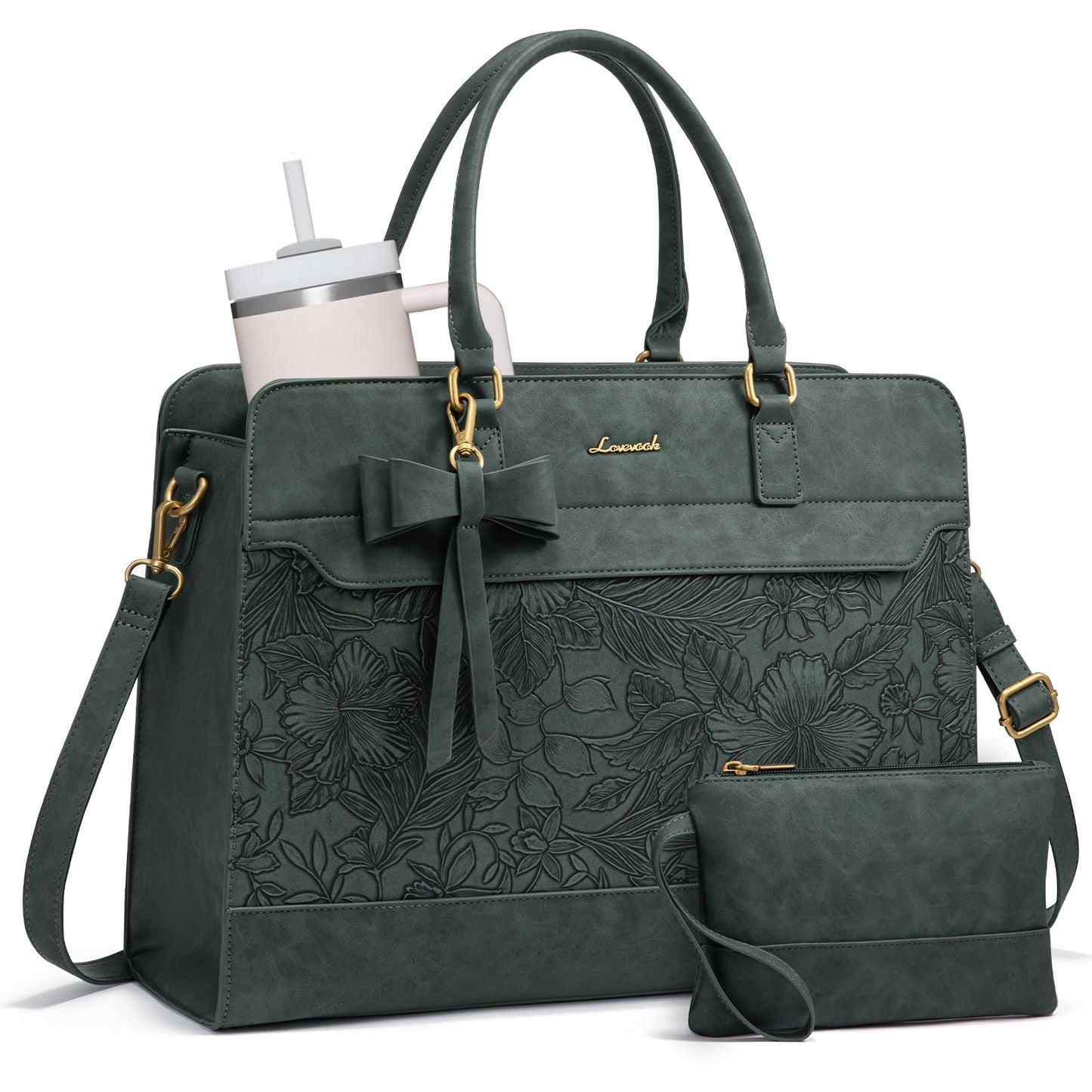 LOVEVOOK Laptop Handbags for Women, 15.6 Inch Ladies Work Bags Large Tote Bags with Compartments, PU Leather Womens Handbag Shoulder Bag for Office School Teacher Shopping Business