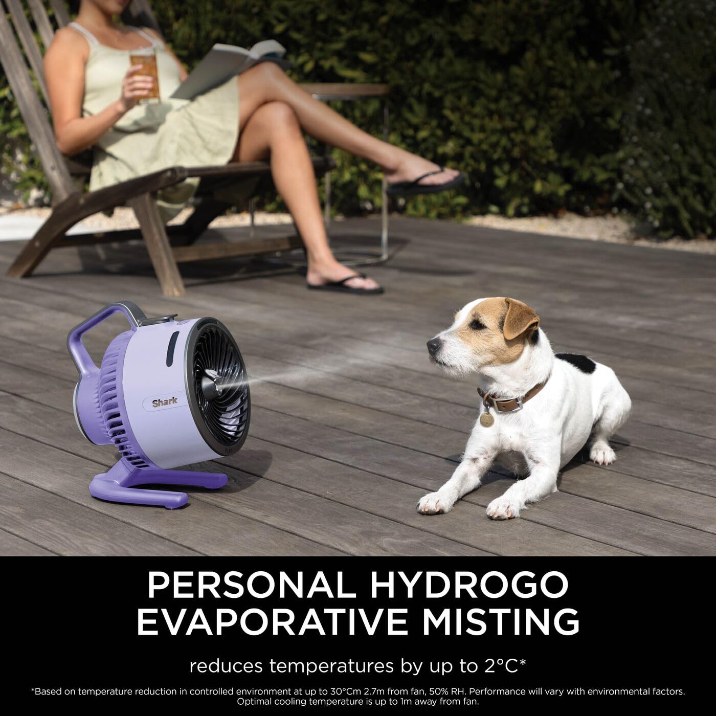 Shark FlexBreeze HydroGo Cordless Fan, Powerful Portable Fan with Misting, Indoor & Outdoor Cooling, Quiet & Durable, Compact & Lightweight, 5 Speed Settings, Lilac FA050UKLV