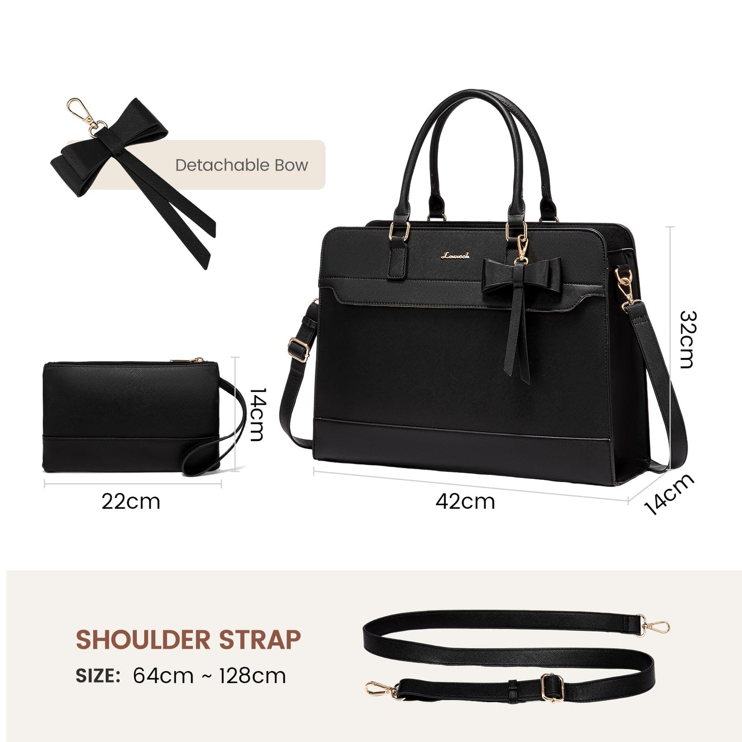 LOVEVOOK Laptop Handbags for Women, 15.6 Inch Ladies Work Bags Large Tote Bags with Compartments, PU Leather Womens Handbag Shoulder Bag for Office School Teacher Shopping Business