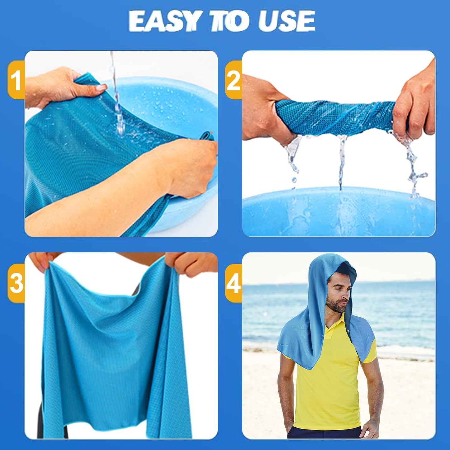 WIURGOHA 6 Pack Cooling Towels for Neck and Face,Microfiber Cooling Gym Towels,Soft Cooling Neck Towels Rags Cooling Neck Wraps Sweat Towel for Sports,Gym,Yoga,Workout,Running,Camping(40"x12")