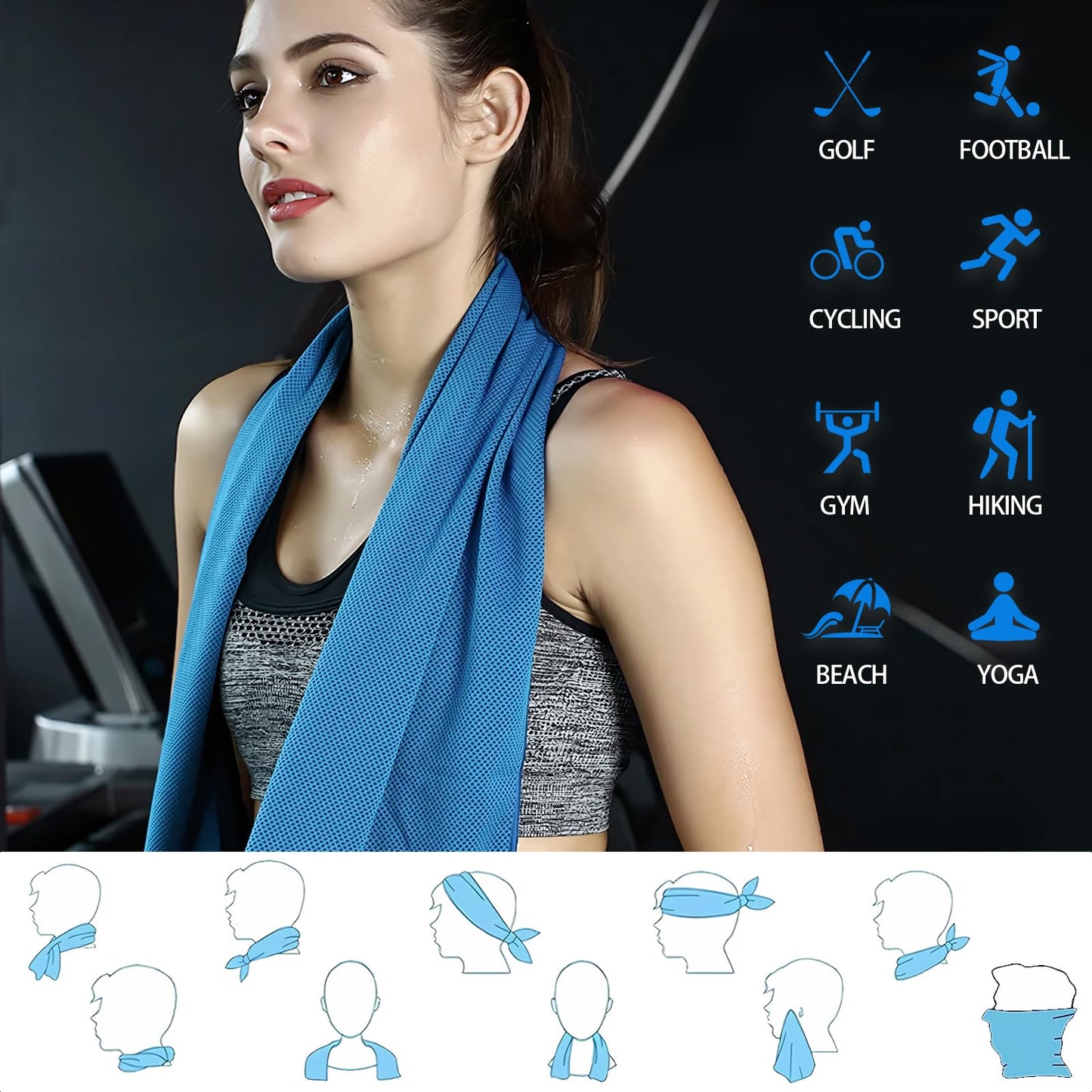 WIURGOHA 6 Pack Cooling Towels for Neck and Face,Microfiber Cooling Gym Towels,Soft Cooling Neck Towels Rags Cooling Neck Wraps Sweat Towel for Sports,Gym,Yoga,Workout,Running,Camping(40"x12")