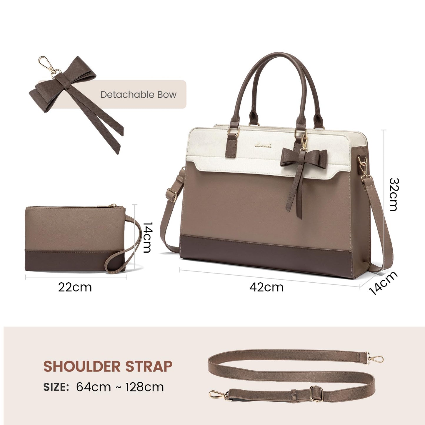 LOVEVOOK Laptop Handbags for Women, 15.6 Inch Ladies Work Bags Large Tote Bags with Compartments, PU Leather Womens Handbag Shoulder Bag for Office School Teacher Shopping Business