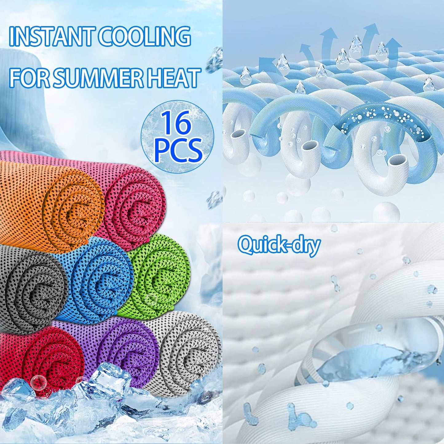 WIURGOHA 6 Pack Cooling Towels for Neck and Face,Microfiber Cooling Gym Towels,Soft Cooling Neck Towels Rags Cooling Neck Wraps Sweat Towel for Sports,Gym,Yoga,Workout,Running,Camping(40"x12")