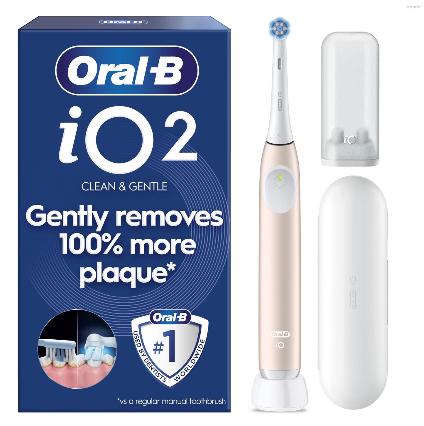 Oral-B iO2 Electric Toothbrush, Night Black - Long-Lasting Battery for Travel, Includes Gentle Care Brush Head, Travel Case and Refill Holder, Easy Switch to Electric Brushing, UK Two Pin Plug