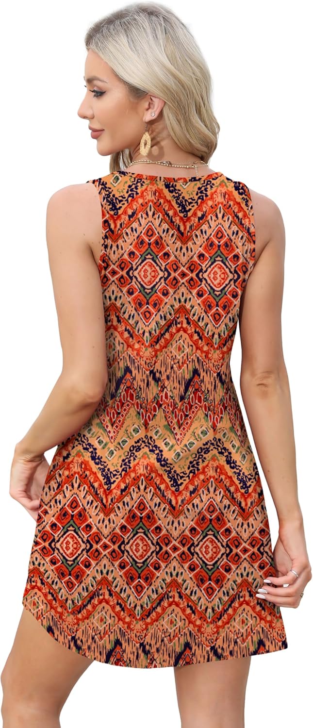 Aokosor Womens Summer Dresses 2025 Loose V Neck Sleeveless Sundress Beach Coverup with Pockets Floral/Plain/Eyelet