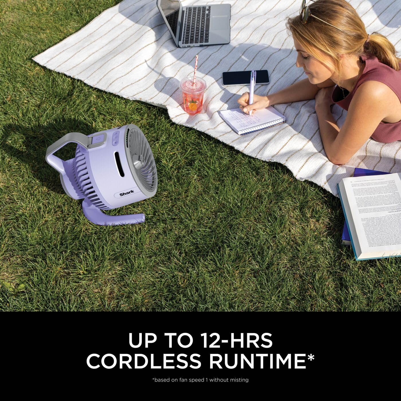 Shark FlexBreeze HydroGo Cordless Fan, Powerful Portable Fan with Misting, Indoor & Outdoor Cooling, Quiet & Durable, Compact & Lightweight, 5 Speed Settings, Lilac FA050UKLV