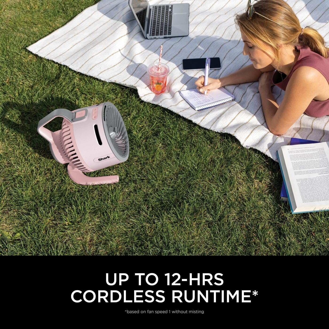 Shark FlexBreeze HydroGo Cordless Fan, Powerful Portable Fan with Misting, Indoor & Outdoor Cooling, Quiet & Durable, Compact & Lightweight, 5 Speed Settings, Lilac FA050UKLV