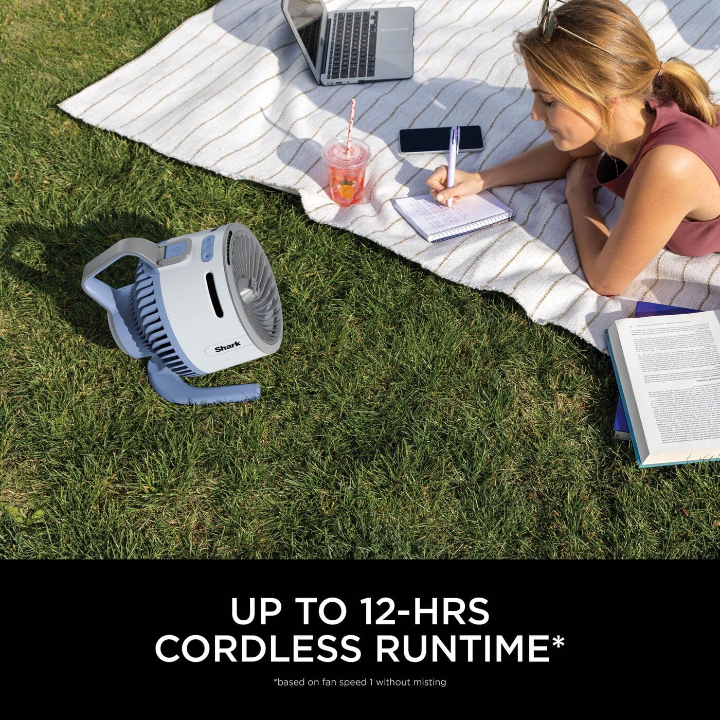 Shark FlexBreeze HydroGo Cordless Fan, Powerful Portable Fan with Misting, Indoor & Outdoor Cooling, Quiet & Durable, Compact & Lightweight, 5 Speed Settings, Lilac FA050UKLV