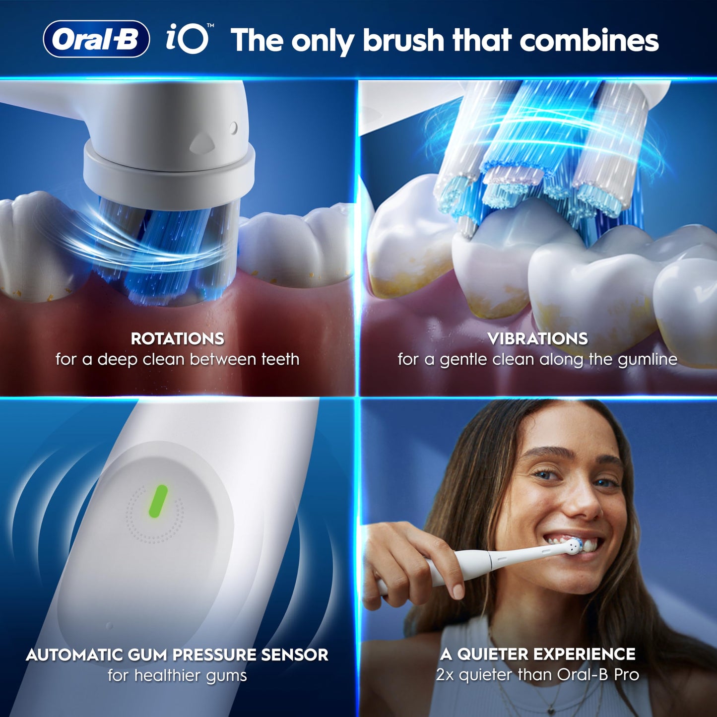 Oral-B iO2 Electric Toothbrush, Night Black - Long-Lasting Battery for Travel, Includes Gentle Care Brush Head, Travel Case and Refill Holder, Easy Switch to Electric Brushing, UK Two Pin Plug