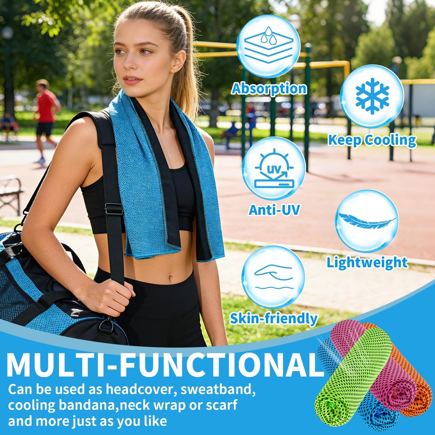 WIURGOHA 6 Pack Cooling Towels for Neck and Face,Microfiber Cooling Gym Towels,Soft Cooling Neck Towels Rags Cooling Neck Wraps Sweat Towel for Sports,Gym,Yoga,Workout,Running,Camping(40"x12")