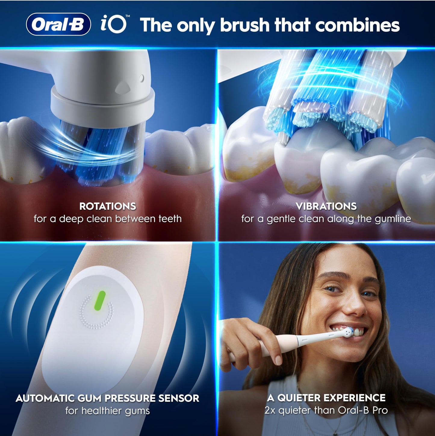 Oral-B iO2 Electric Toothbrush, Night Black - Long-Lasting Battery for Travel, Includes Gentle Care Brush Head, Travel Case and Refill Holder, Easy Switch to Electric Brushing, UK Two Pin Plug