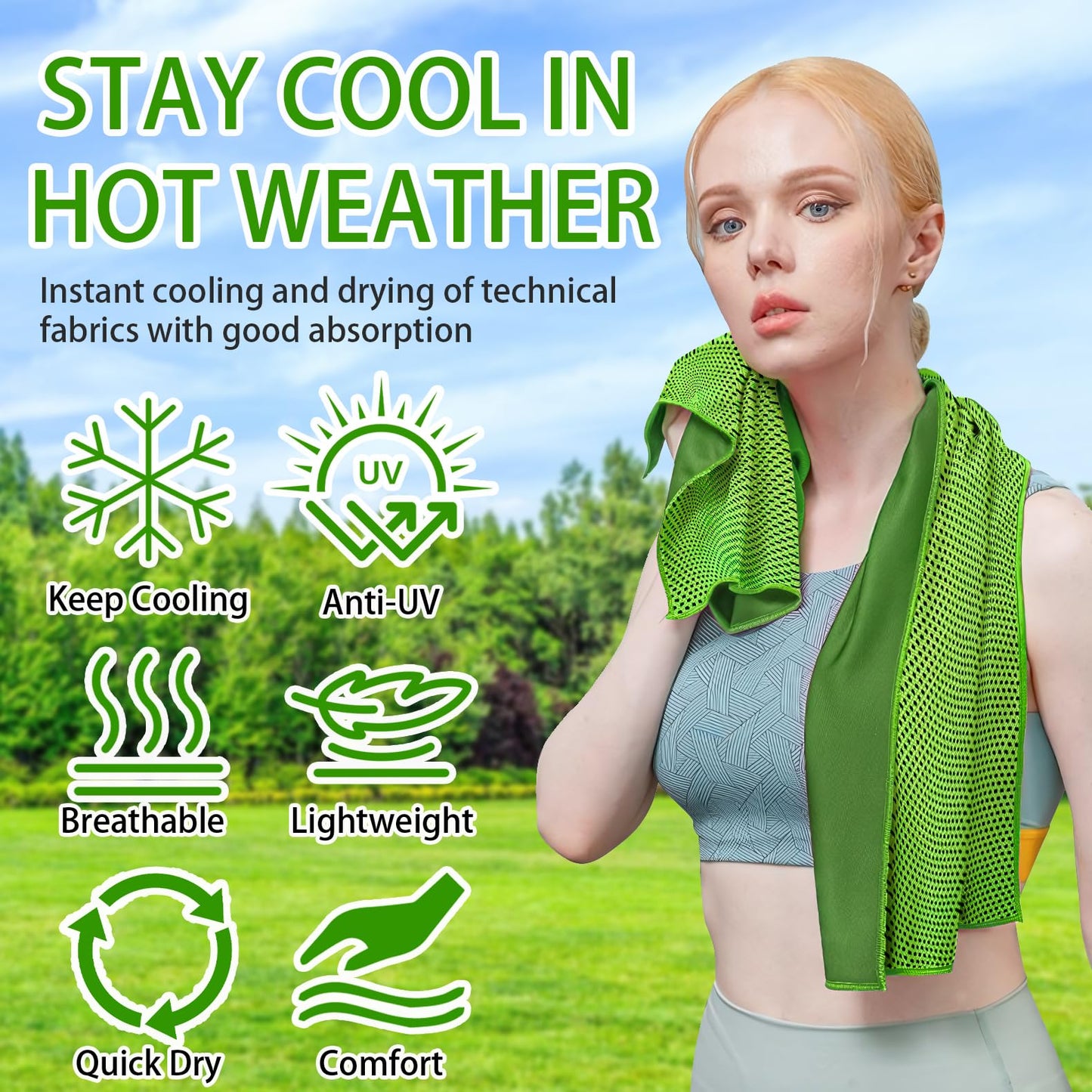 WIURGOHA 6 Pack Cooling Towels for Neck and Face,Microfiber Cooling Gym Towels,Soft Cooling Neck Towels Rags Cooling Neck Wraps Sweat Towel for Sports,Gym,Yoga,Workout,Running,Camping(40"x12")