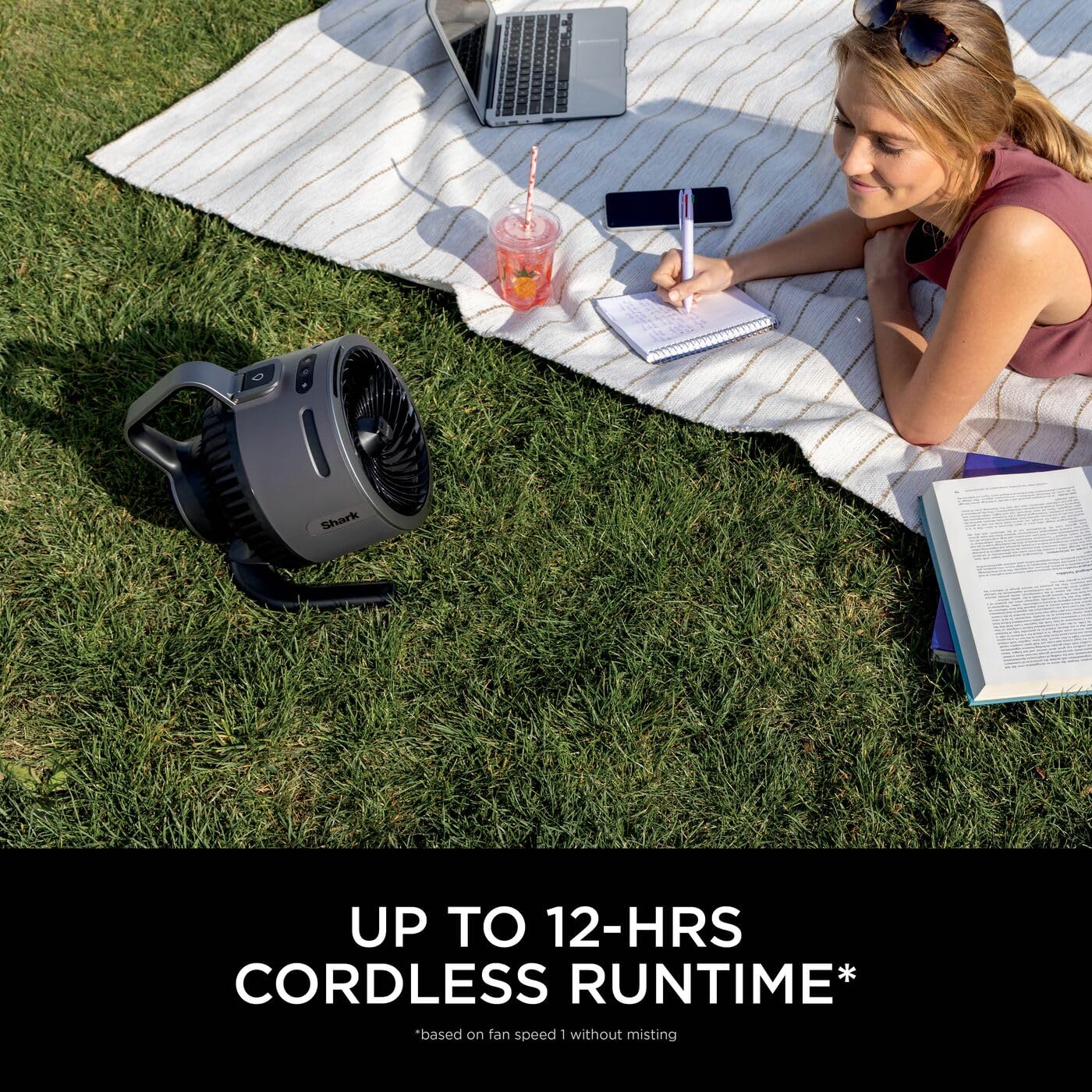 Shark FlexBreeze HydroGo Cordless Fan, Powerful Portable Fan with Misting, Indoor & Outdoor Cooling, Quiet & Durable, Compact & Lightweight, 5 Speed Settings, Lilac FA050UKLV