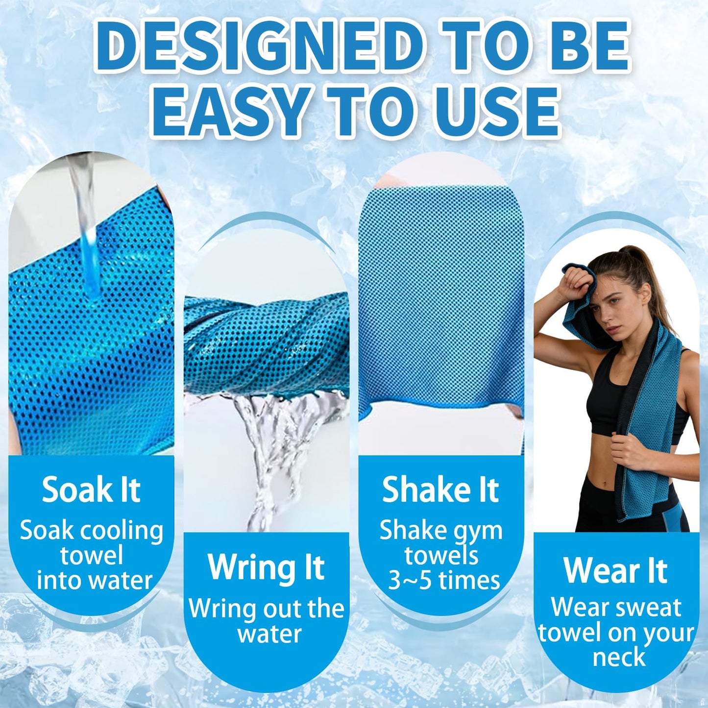 WIURGOHA 6 Pack Cooling Towels for Neck and Face,Microfiber Cooling Gym Towels,Soft Cooling Neck Towels Rags Cooling Neck Wraps Sweat Towel for Sports,Gym,Yoga,Workout,Running,Camping(40"x12")