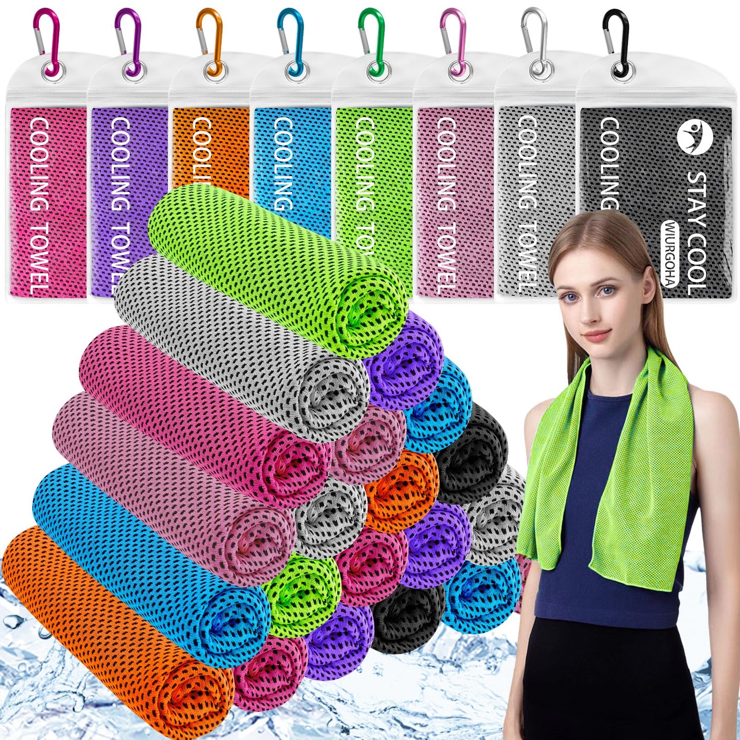 WIURGOHA 6 Pack Cooling Towels for Neck and Face,Microfiber Cooling Gym Towels,Soft Cooling Neck Towels Rags Cooling Neck Wraps Sweat Towel for Sports,Gym,Yoga,Workout,Running,Camping(40"x12")