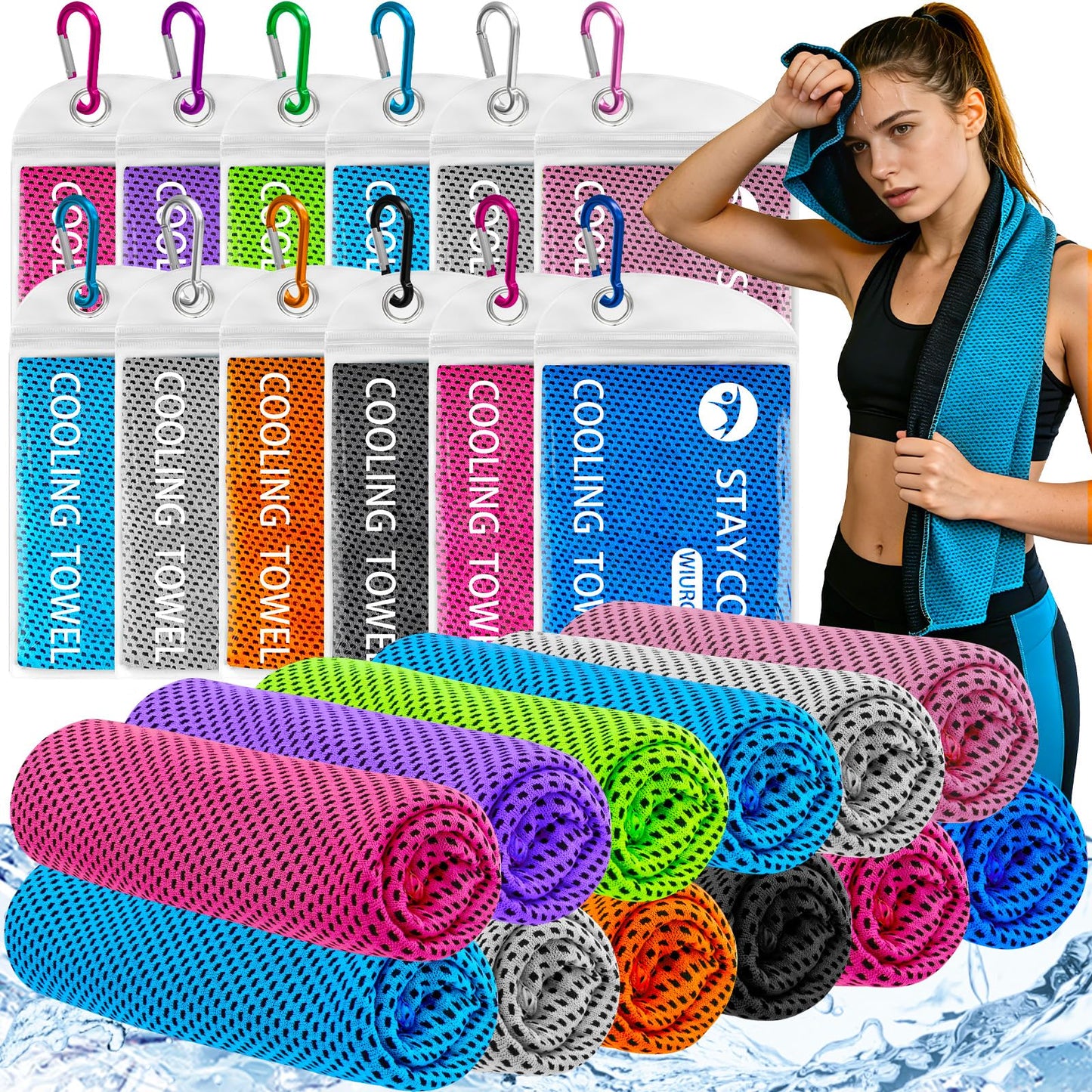 WIURGOHA 6 Pack Cooling Towels for Neck and Face,Microfiber Cooling Gym Towels,Soft Cooling Neck Towels Rags Cooling Neck Wraps Sweat Towel for Sports,Gym,Yoga,Workout,Running,Camping(40"x12")